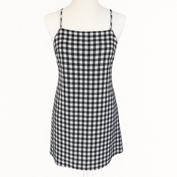 AMERICAN EAGLE Gingham Tie-Back Linen Blend Mini Dress - Size Medium - Picture 2 of 7